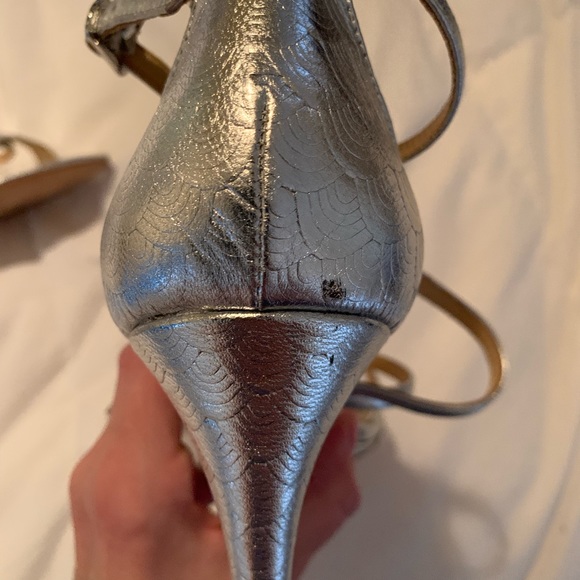 Silver Wedding / Prom Wedge Heels 7.5 - Picture 5 of 5